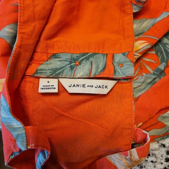 Sale 🎉🥳 4/$25 or $15Janie and Jack Girls Tropical Print Red Green Size 5 - Picture 4 of 7